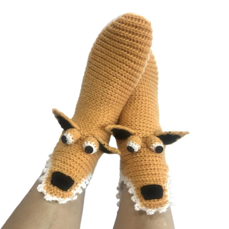 Novelty Crochet Knit Cartoon Socks Funny Ice Age Squirrel Warm Floor Stockings