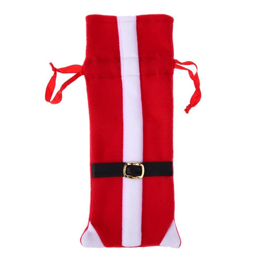 1pc Christmas Non-woven Belt Buckle Wine Bottle Cover Bag Party Table Decor