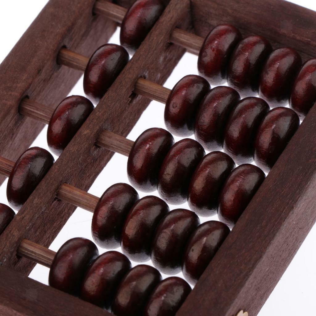 Chinese Wooden Bead 5 Rods Arithmetic Abacus  Collectible