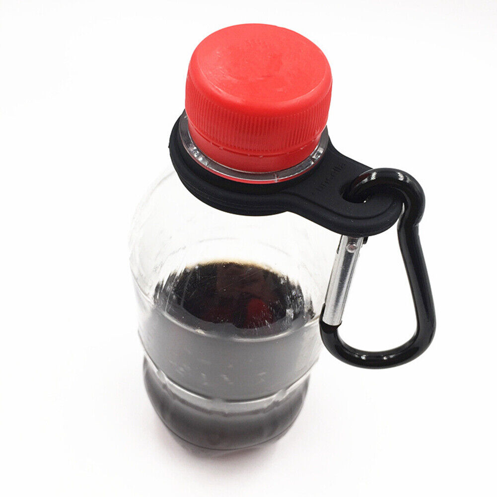 Silicone Kettle Buckle Outdoor Camp Water Bottle Holder Carabiner (Black)