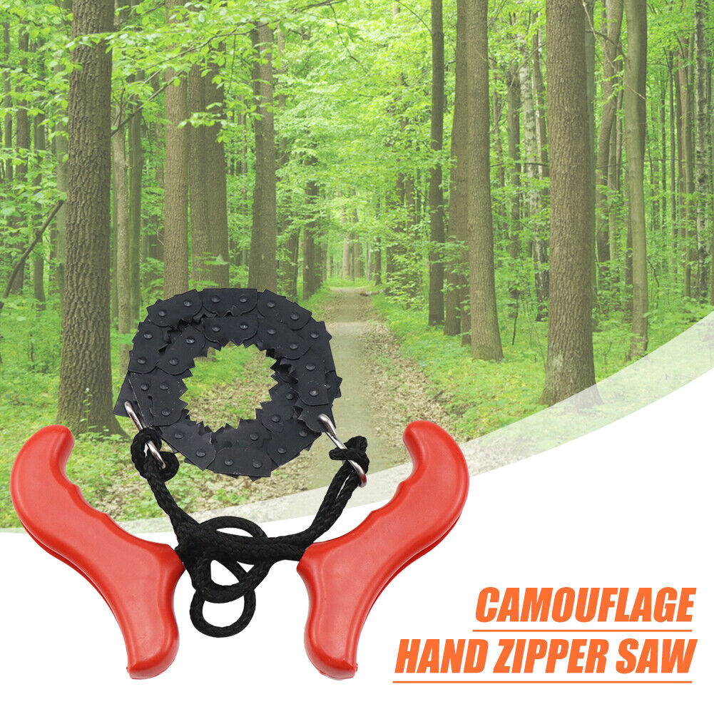 Pocket Hand Chainsaw Survival Camping Hiking Wood Cutting Chain Saw (Red)