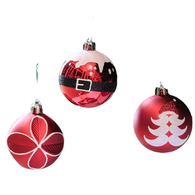 9pcs 6cm Plastic Ball Christmas Ornament Xmas Tree Hanging Pendant Desktop Decor