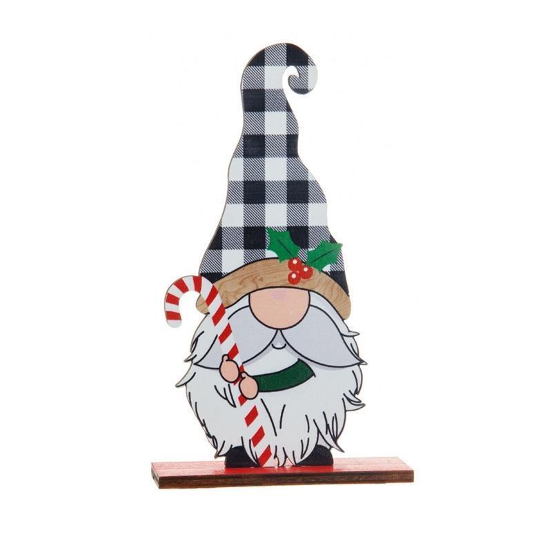 Christmas Wood Ornaments 4pcs/set Gnome Snowman Tiered Tray Decor Crafs