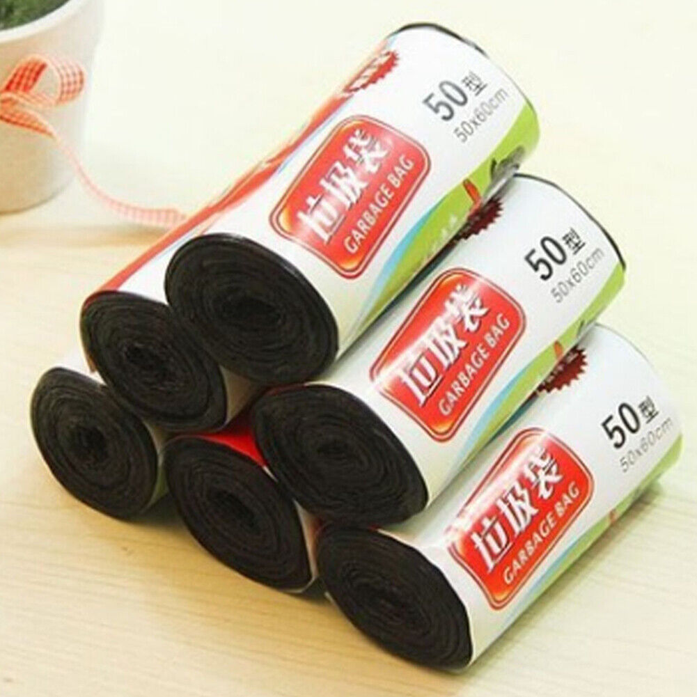 Black Portable Household Garbage Bags Home Waste Trash Bags Large Rolls