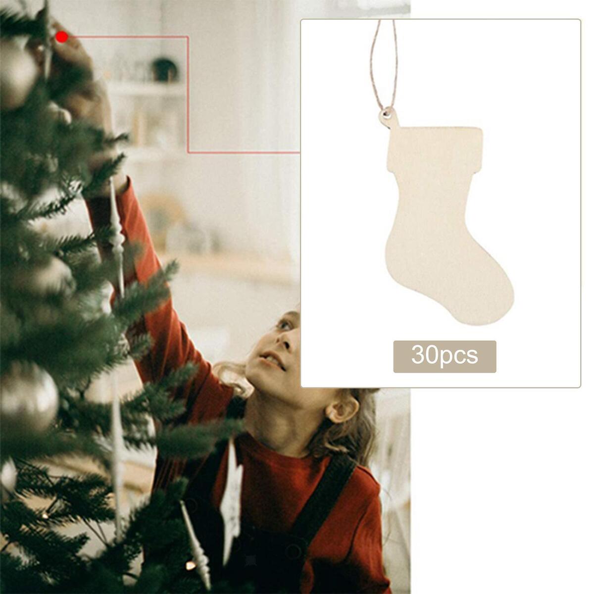 50Pcs Christmas Wooden Ornaments Festival Embellishment Party Wood Slice