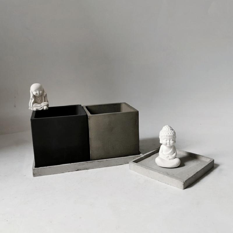 10cm Square Double-layer Flower Pot Mould + Double-layer Tray Mould Set
