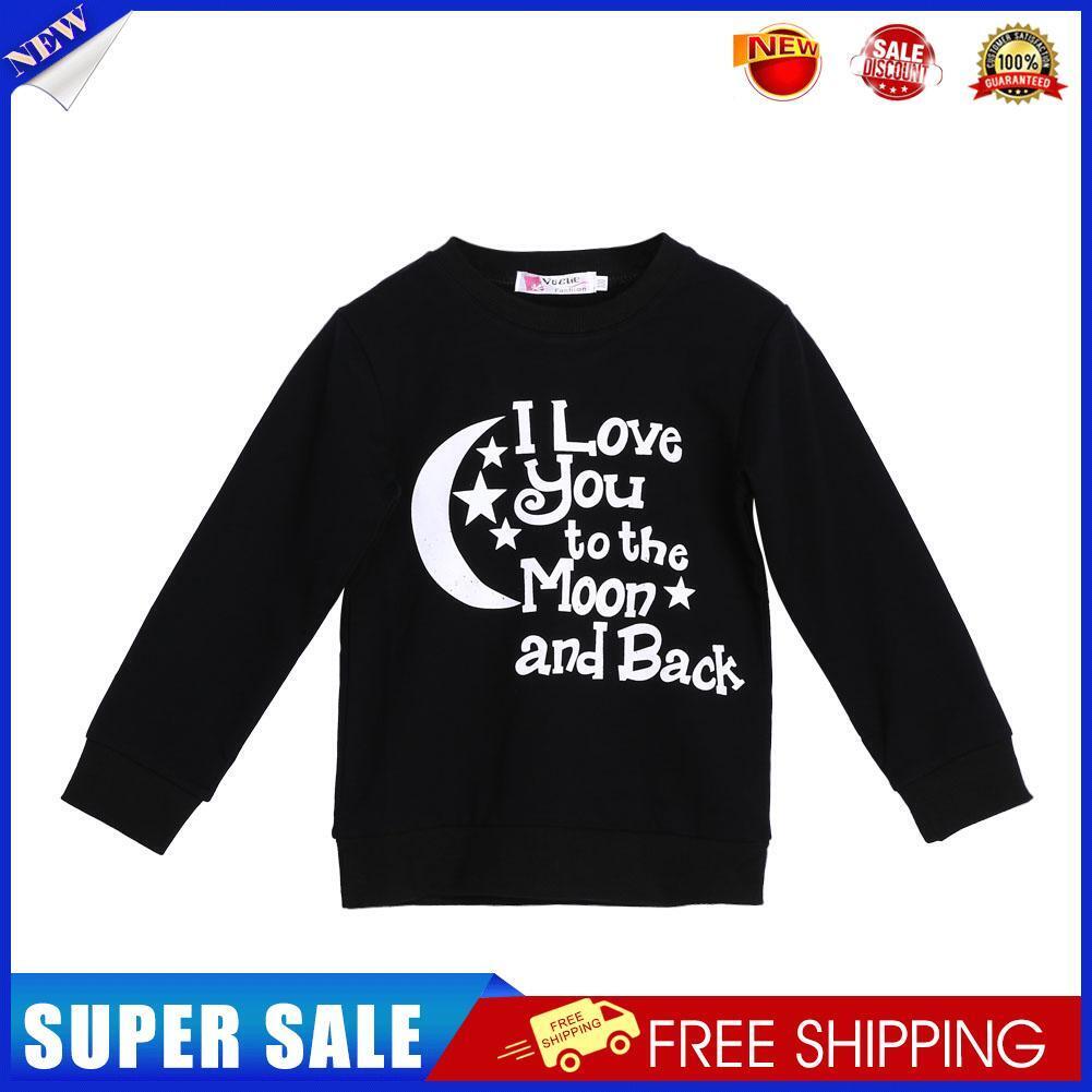 Kids Baby Boys Girls To The Moon Printed Long Sleeve Sweater Tops Clothes