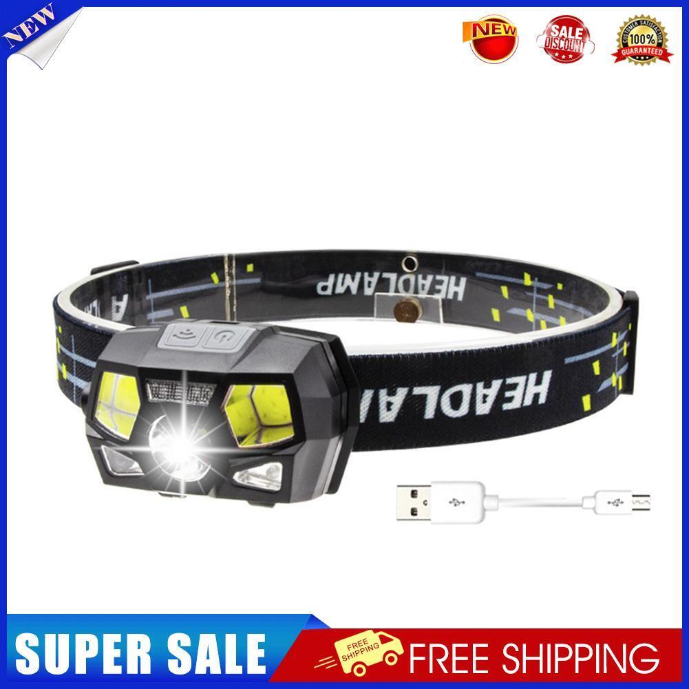 Powerful XPE+COB LED Headlight Sensor Head Light USB Charging Head Torch
