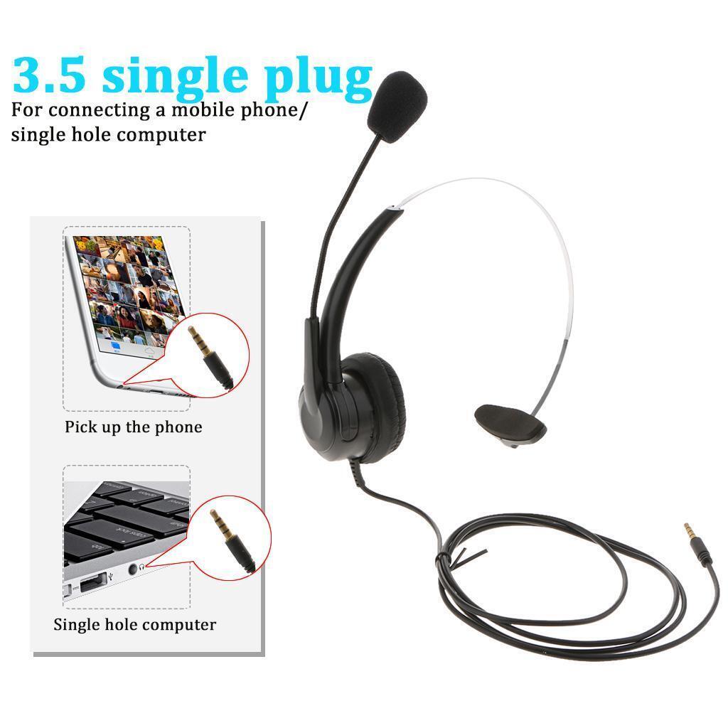 Corded Cell Phone Headset with Mic, 3.5mm Over Head Noise Cancelling Headset