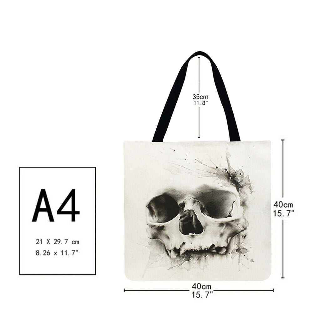 Punk Skeleton Printed Shoulder Shopping Bag Casual Large Tote Handbag