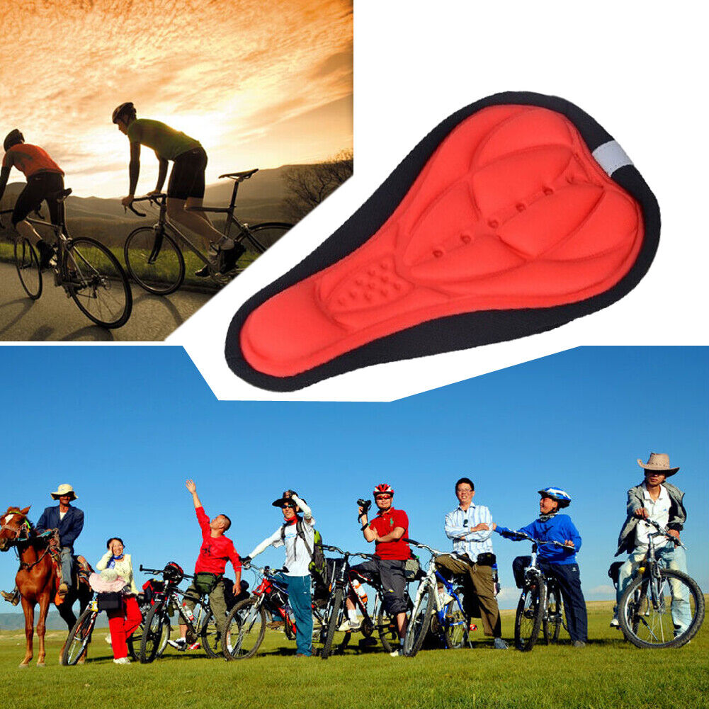 Bike Silicone Saddle Seat Cover Silica Gel Cushion Soft Pad Red