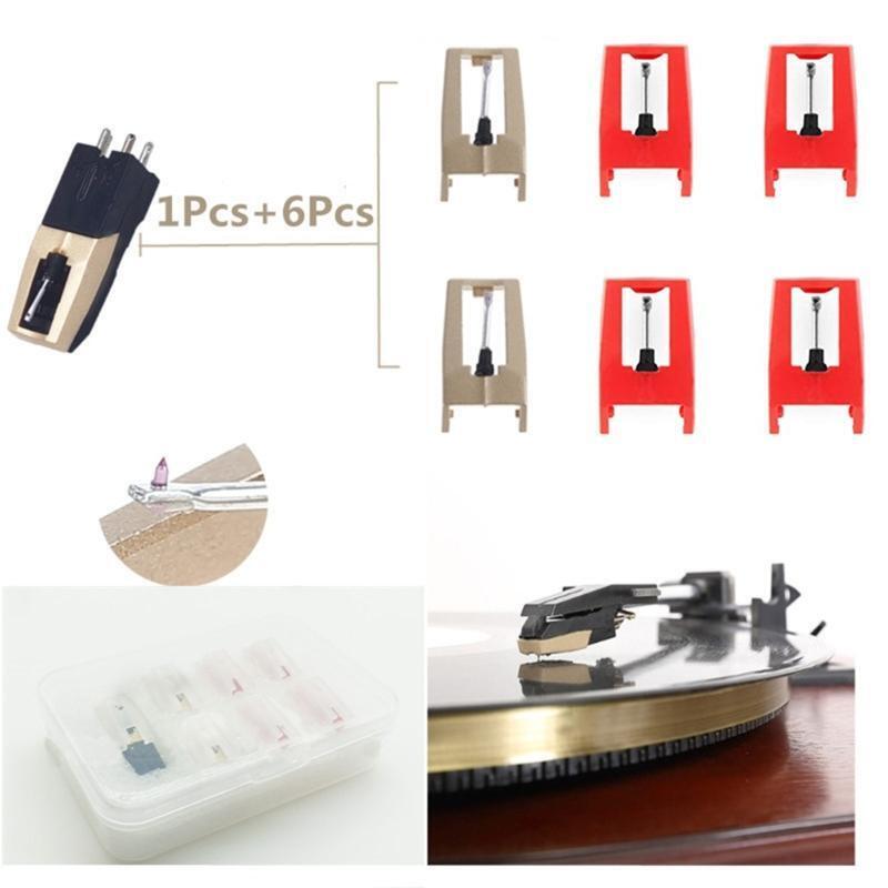 Vinyl LP record player needles 7-pack Replacement Stylus, For Turntables Needle