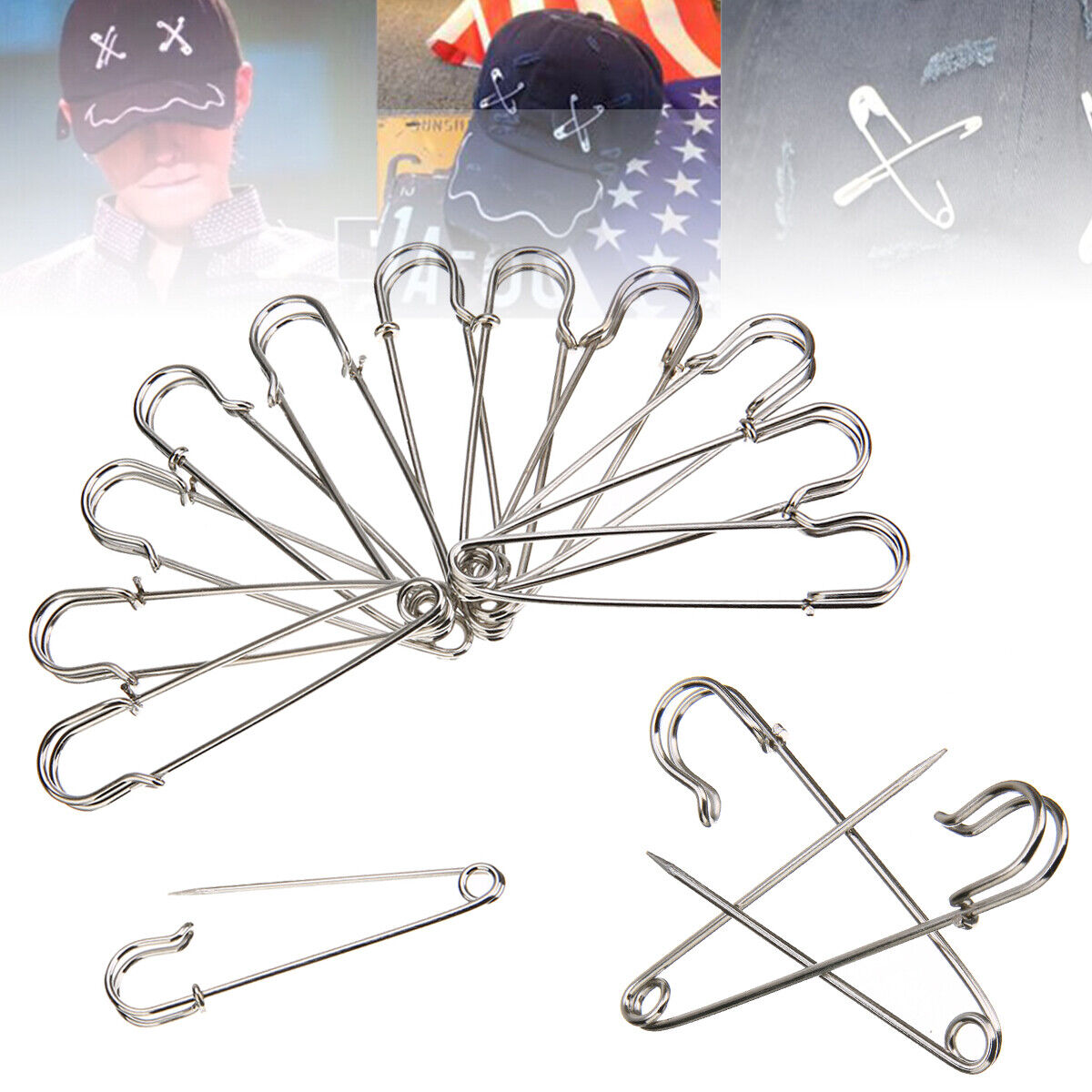 12Pcs Large Heavy Duty Stainles Steel Big Jumbo Safety Pin Blanket Crafting DIY