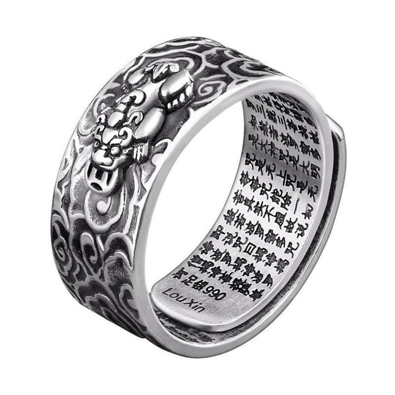 Lucky Carving Scripture Adjustable Rings Feng Shui Amulet Wealth Lucky Open Ring