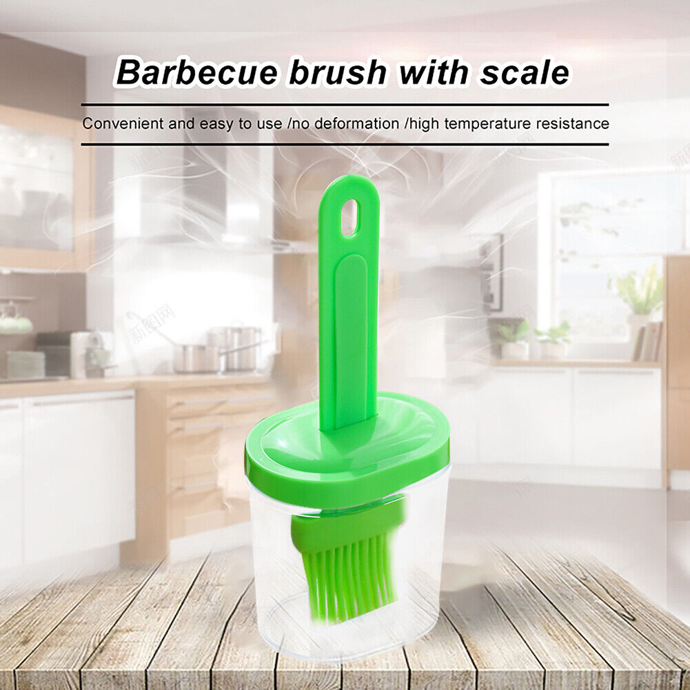Portable Silicone Oil Bottle with Brush BBQ Grill Oil Pancake Tools (Green)