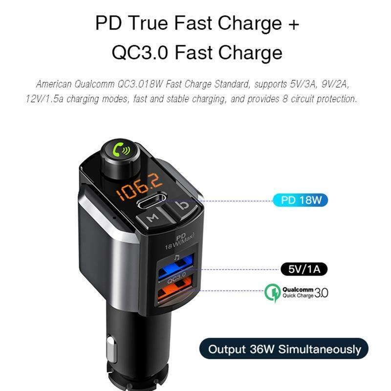 Bluetooth-compatible5.0 Car MP3 Player Handfree Call USB Car Chargers for Phone