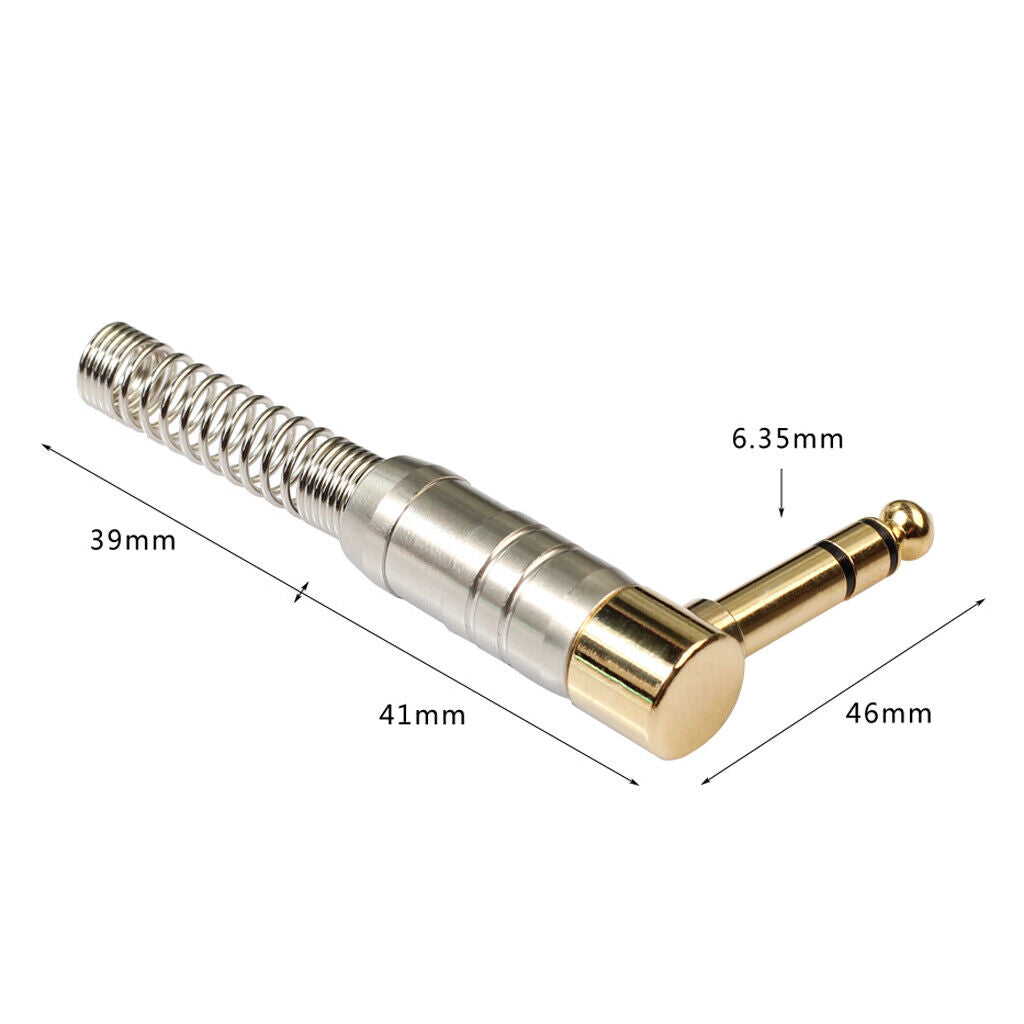 5 Pieces 6.35mm Stereo   Plugs for Headphone Microphone Right Angle