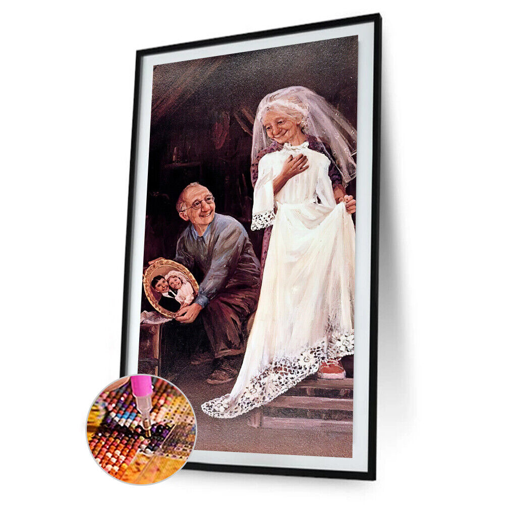 Home Diamond Painting 5D DIY Oil Painting Old Couple Full Round Drill Kit