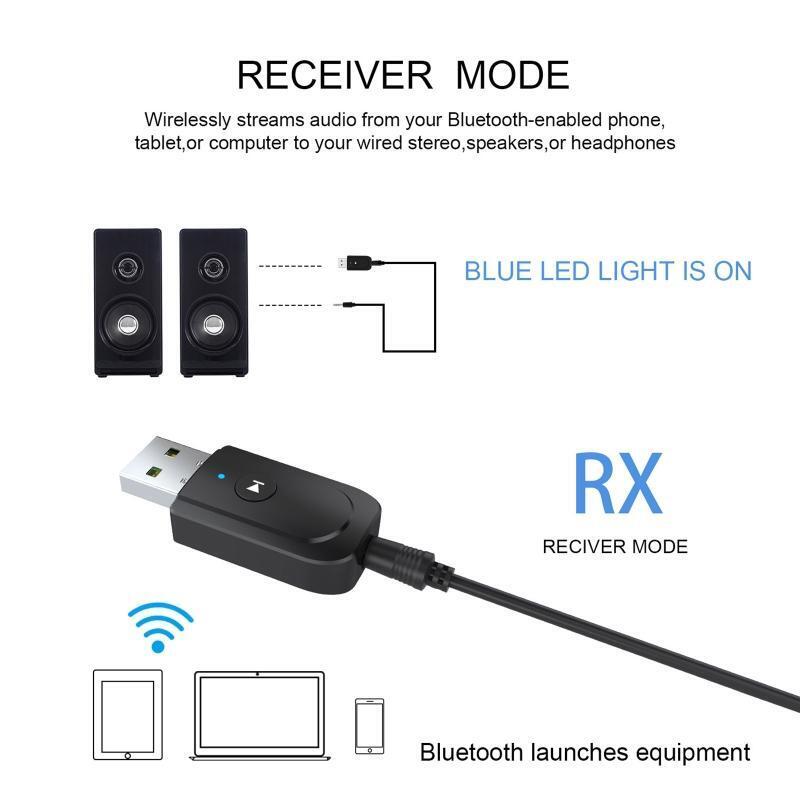 3 in1 Wireless Car 3.5mm Audio Adapter Mini Bluetooth-compatible 5.0 Transmitter