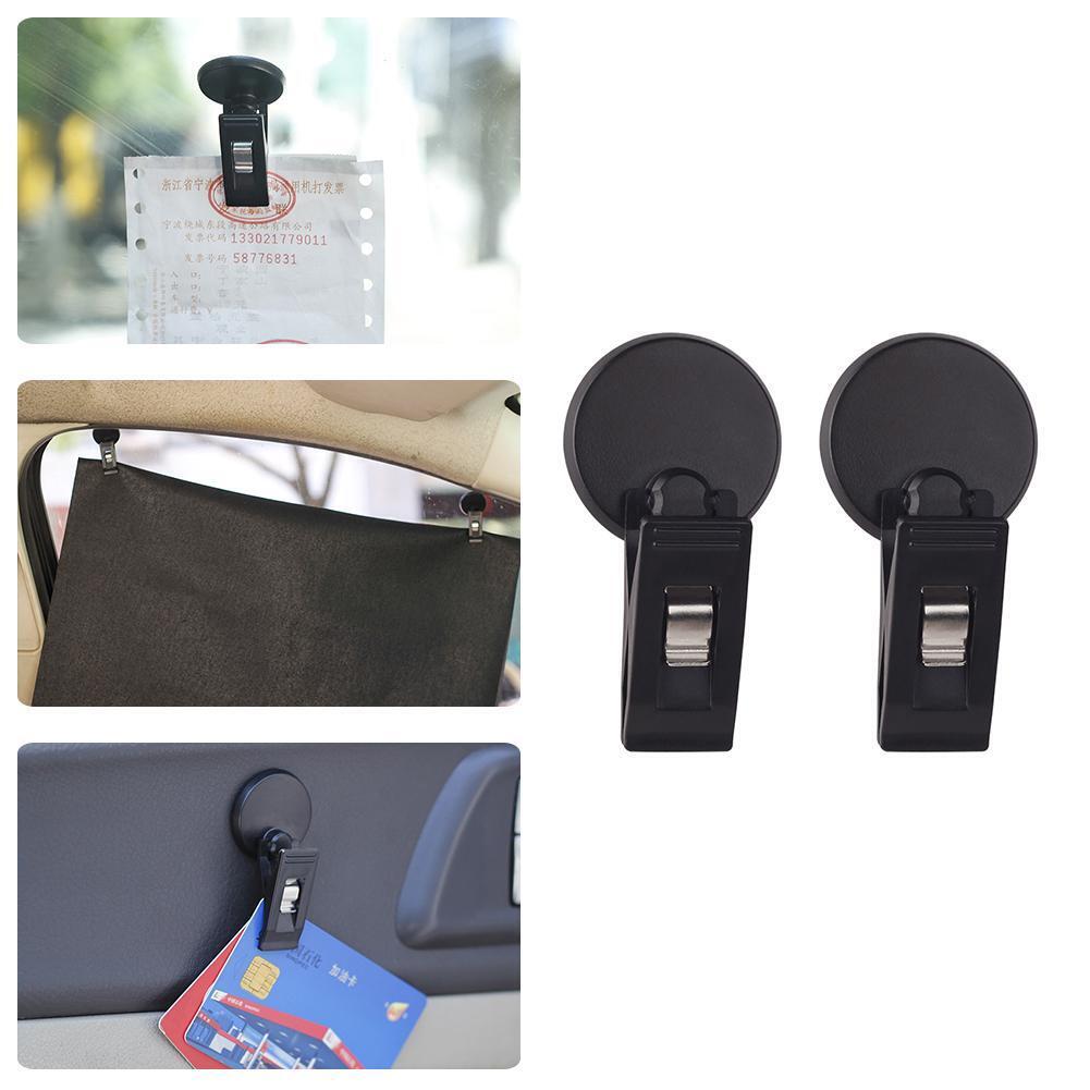 2x Car Suction Cap Clips Removable Holder for Sunshade Curtain Card Ticket