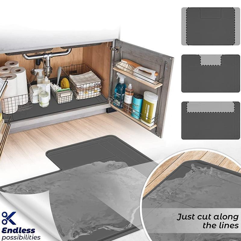 Mats Under Sink Bathroom Cabinet Mat Waterproof Cabinet Protector Drip Tray
