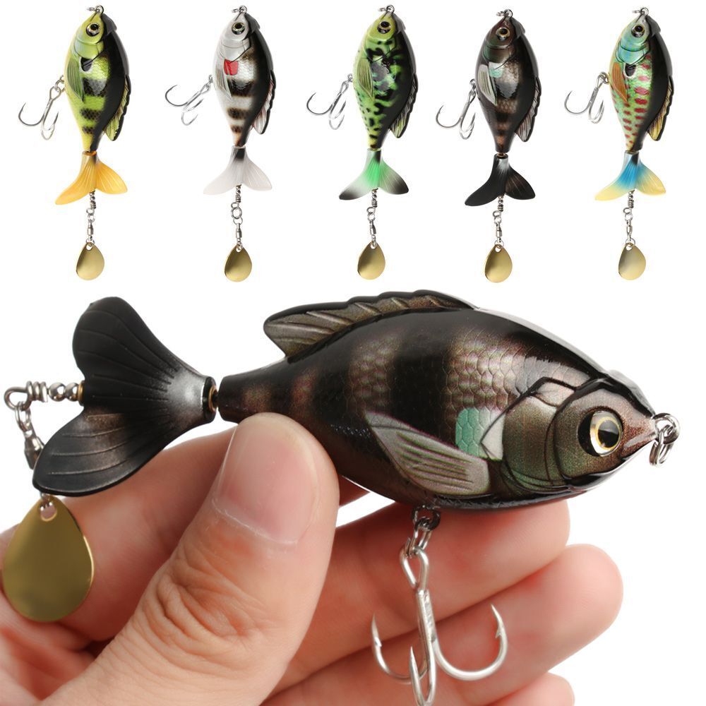 Segment Soft Rotating Tail VMC Hooks Fish Bait Rotate Tail Fishing Lure Popper