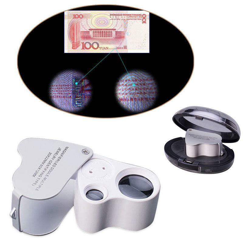 60X 30X Glass Magnifying Magnifier Loop Jewelry Loupe with LED Light Hot