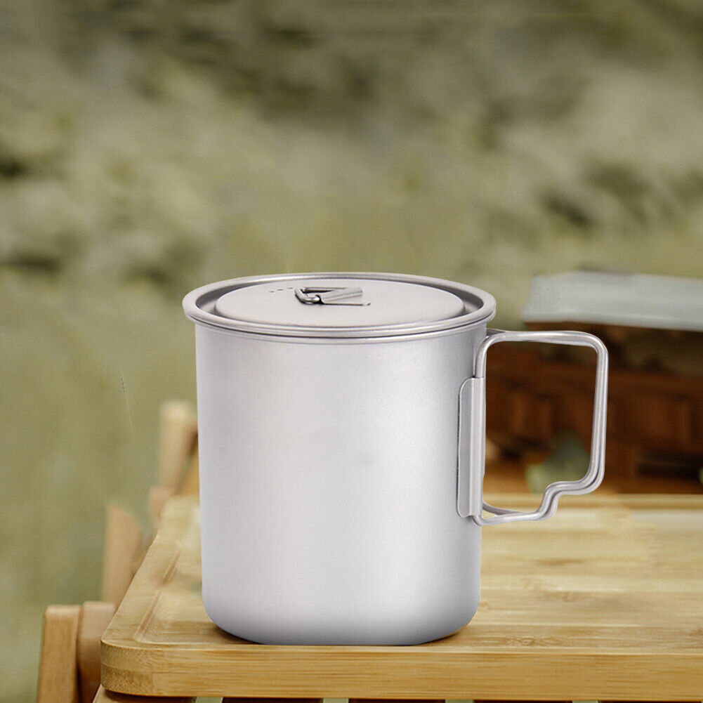 600ml Titanium Camping Mug Cup Travel Wild Survival Tourist Picnic Utensils