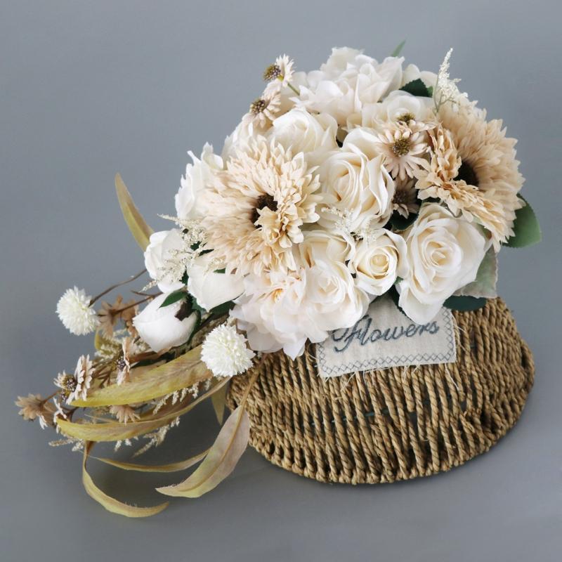 Gorgeous Holding Flowers Rose Cascading Wedding Bridal Bouquet for Photo Props