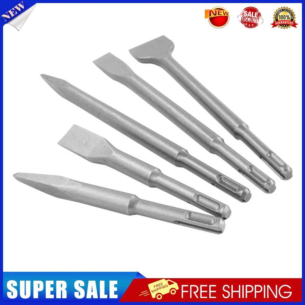 5pcs Point Groove Gouge Flat Chisels Set Electric Hammer Brick Drill Bit