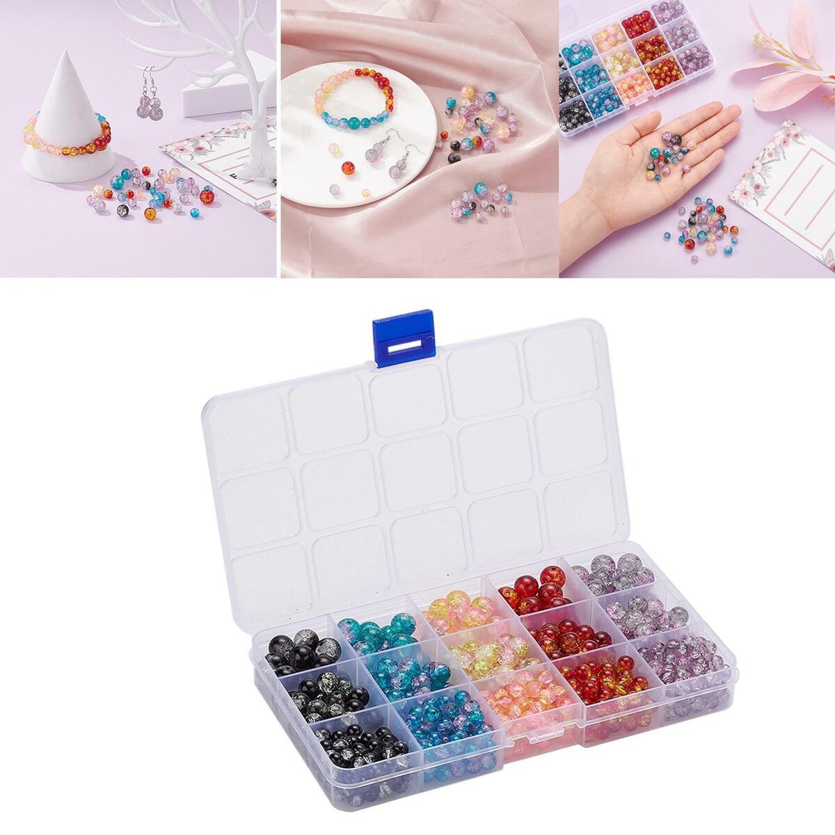 585Pcs Crackle Lampwork   350x 6mm 155x 8mm 80x 10mm Round DIY