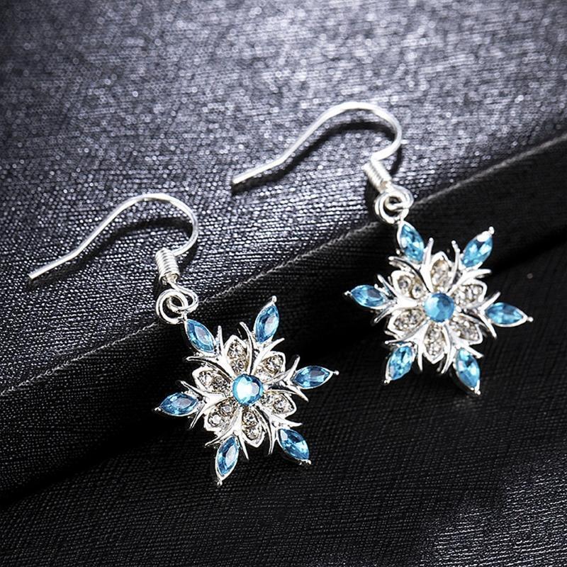 Fashion Snowflake Drop Earrings Crystal Pierced Hook Dangle Earring Jewelry Gift