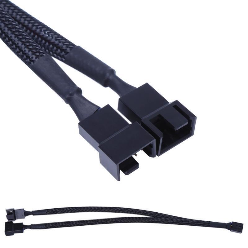1 To 2 Way Y-Splitter Sleeved 4-Pin PWM Connector Fan Extension Adapter Cable