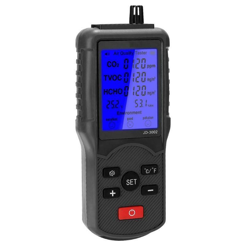 LCD Temperature Humidity  Multifunctional Air Quality Tester CO2 TVOC Meter