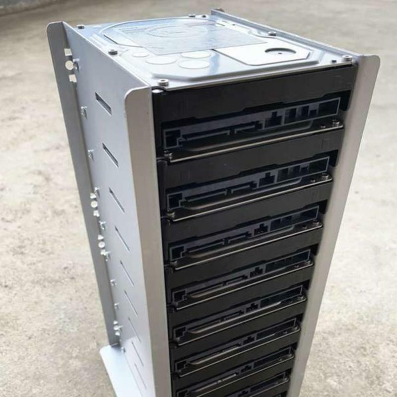 10 Bay Hard Drive Cage 3.5in Rustproof Hard Drive Tray Rack Aluminum Alloy