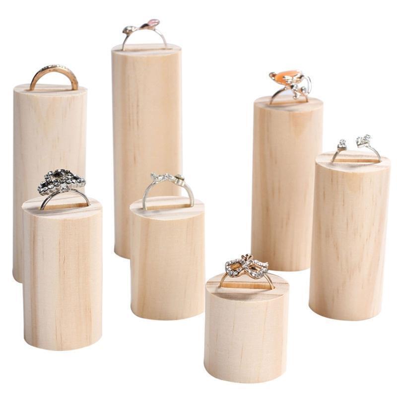 7x Ring Display Holder Jewelry Organizer Rack Cylinder Shape Shop Cabinet Show