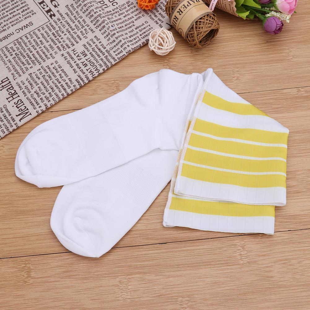 Anti-slip Sports Socks Women Men Cycling Calf Length Socks (Yellow Stripe)