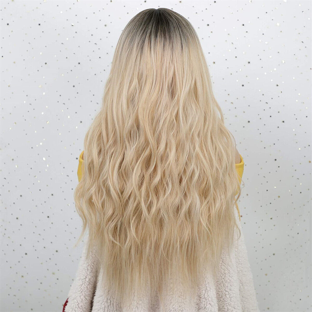 Long Curly Wavy Gradient Synthetic Heat Resistant Hair Wigs with Bangs for Women