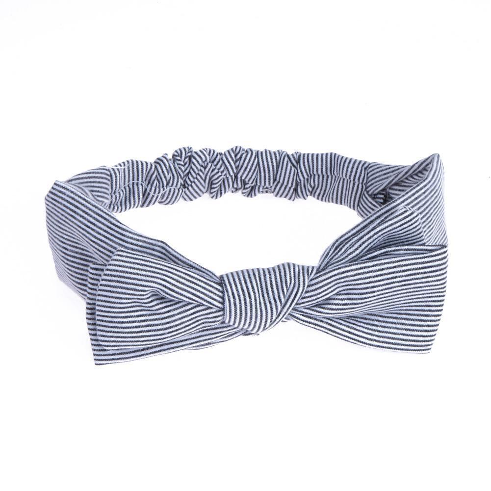 Korean Stripe Bow Knot Baby Hair Band Infant Elastic Headband(Sky Blue)