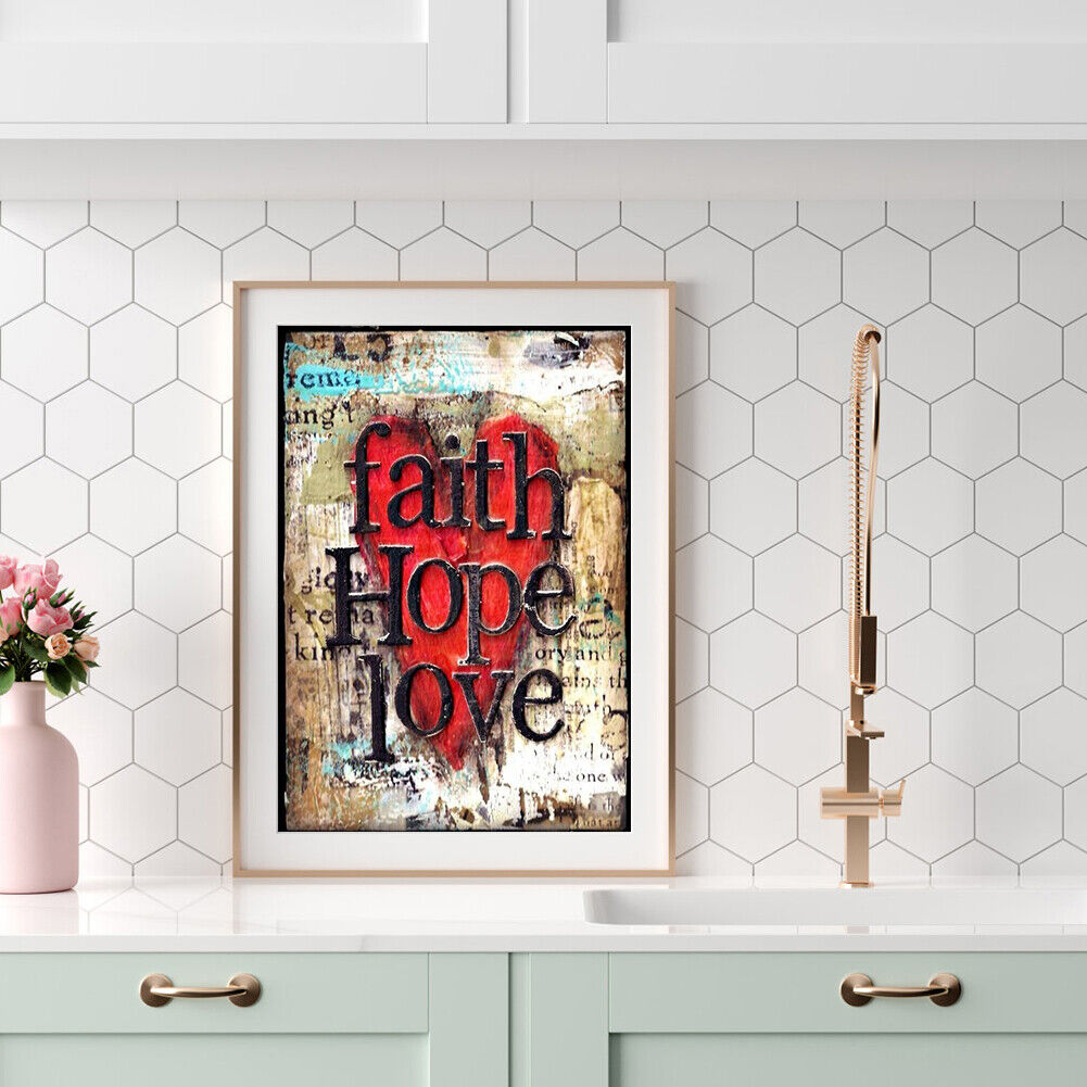 Faith Hope Love Full Round Drill 5D Diamond Painting Living Room Wall Decor