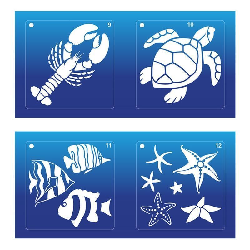 16 Pcs Big Marine Life DIY Layering Stencils Painting Album Decorative Template