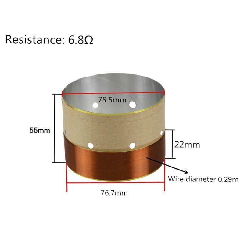 1Pair 75.5MM Speaker Bass Voice Coil White Aluminum Sound Air Outlet for Speaker