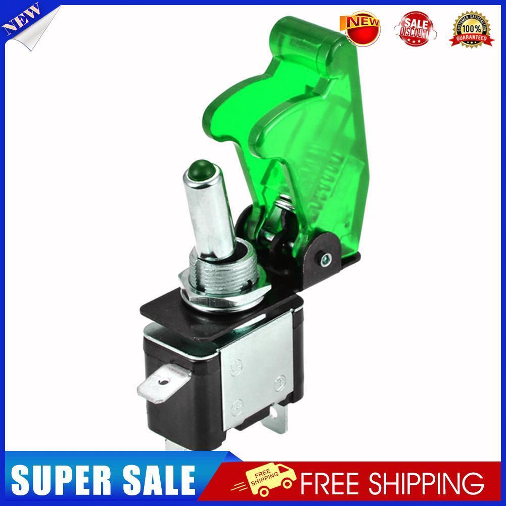 Car Illuminated LED Toggle Switch Control ON/OFF+Aircraft Missile Cover (C)