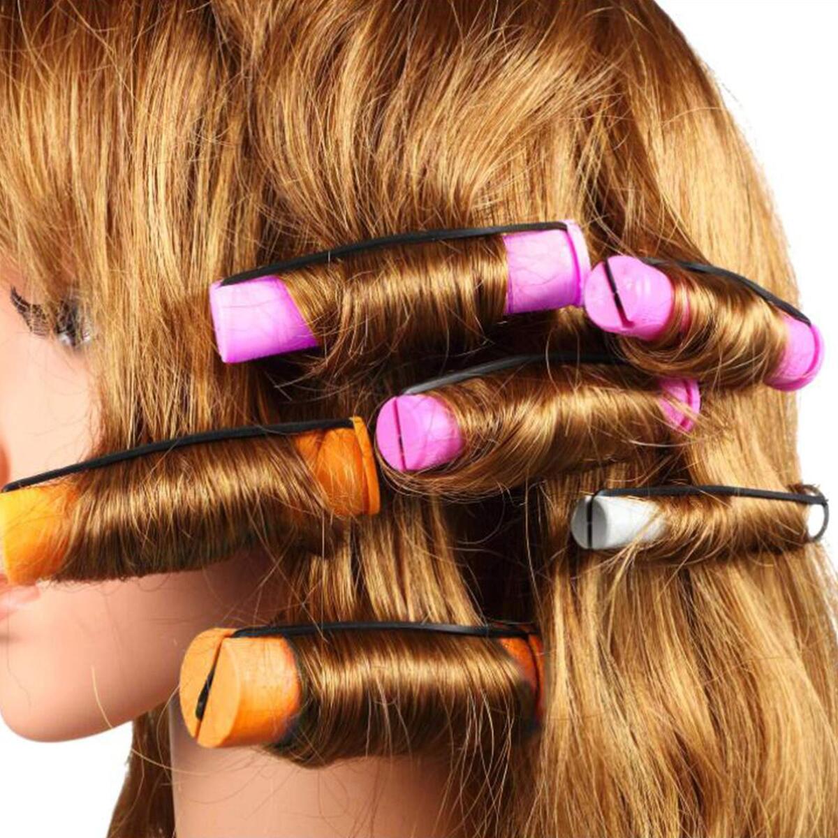 24Pcs Cold  Perm Rods Curly Wavy Rod Curling  with Rubber Band
