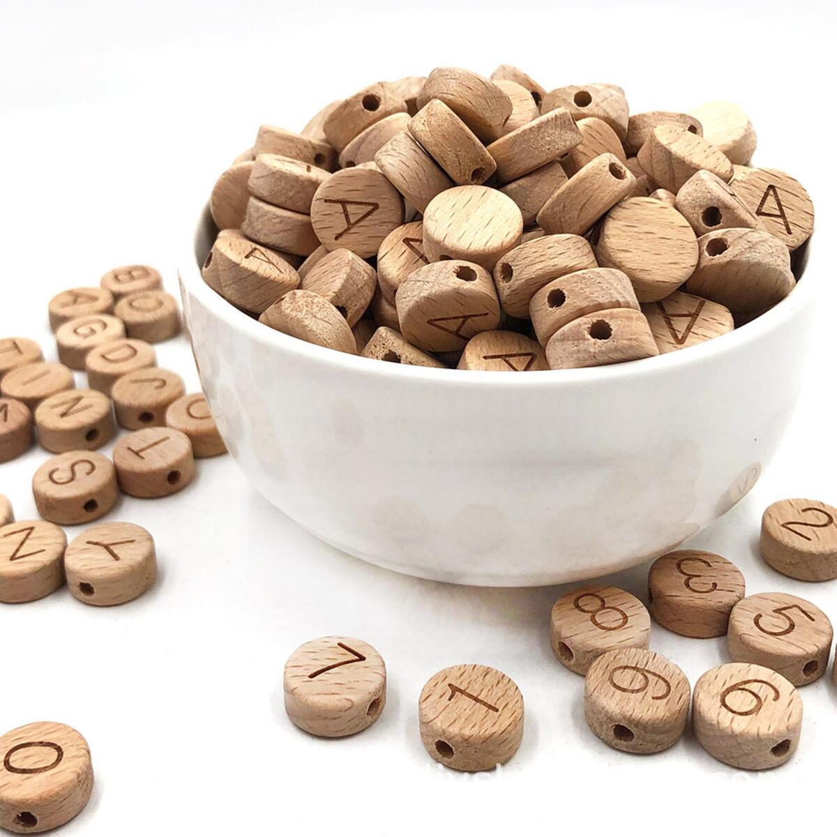 10 Pieces Number Letter  Flat Wooden  for Jewelry Making Necklace