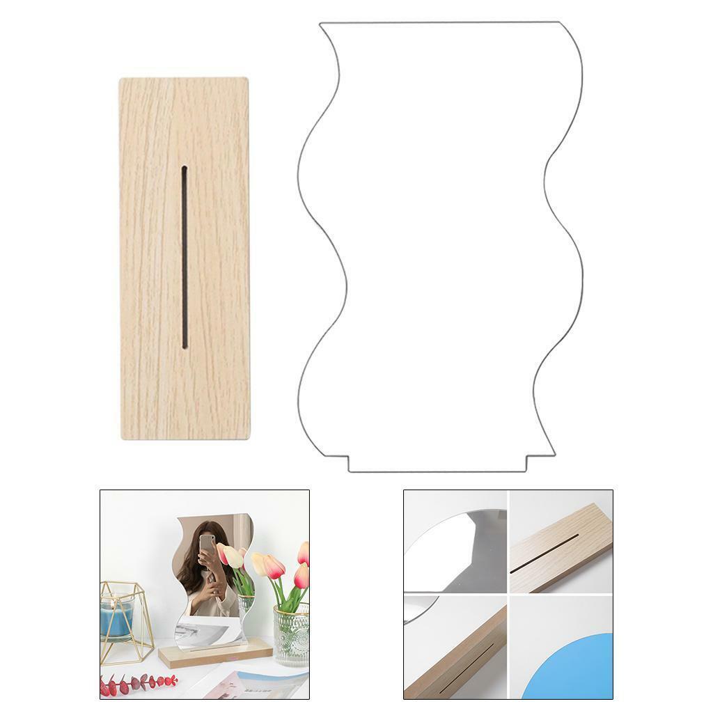 2x Frameless Irregular Acrylic Makeup Mirror Dresser Mirror Wooden Stand