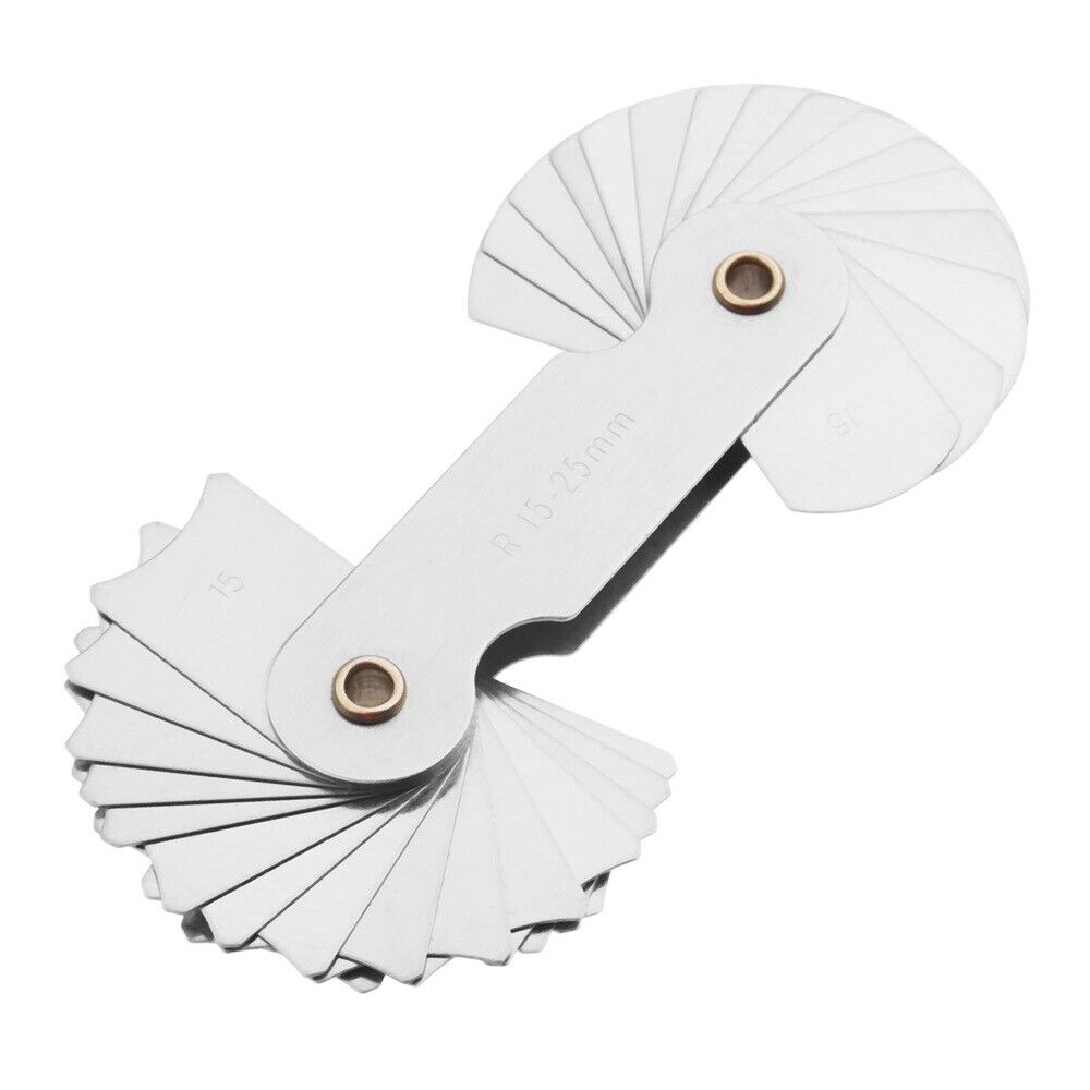 R15-25mm Radius Gauge Gage 32 Blades Metalworking Measuring Tool Stainless Steel