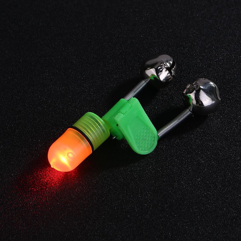 Night Fishing Rod Tip Night Light Twin Bells Ring Fishing Bait Alarm (Red)