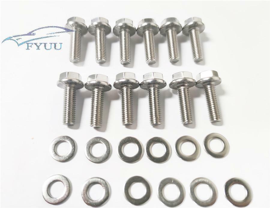 12× Stainless Steel Exhaust Manifold Bolts M8 x 25mm For Chevy GM V8 LS1 LS2