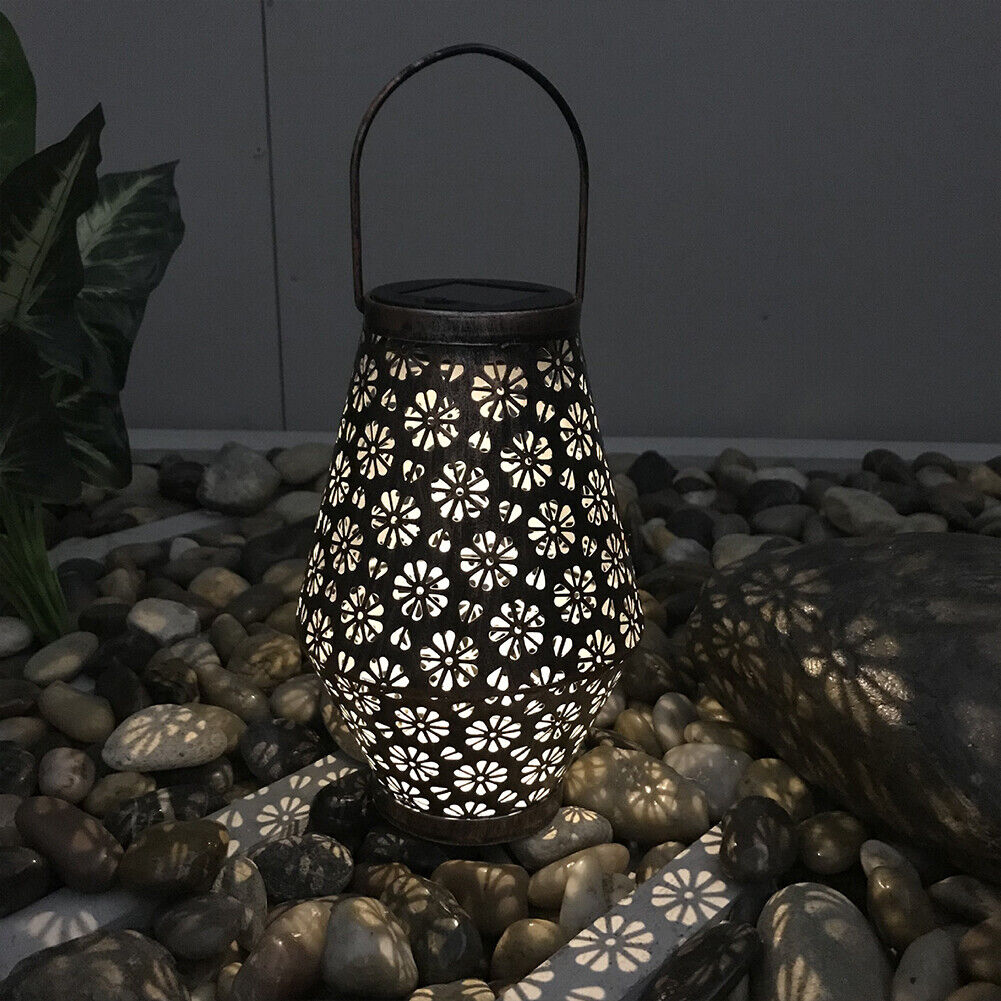 Solar Metal Hollow Projection Lamp Outdoor Hanging Light Garden Ornaments